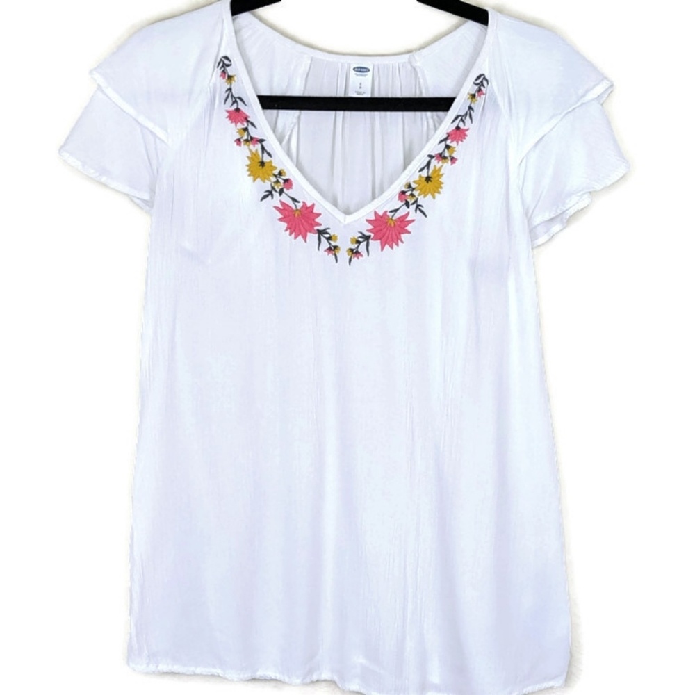 4/25 Old Navy Floral Embroidered Blouse sz S